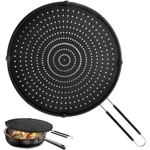 Heat-Resistant Silicone Splatter Screen for Frying Pan, Grease Splatter Guard for Everyday Cooking, Dishwasher Safe 16in×12in×0.5in