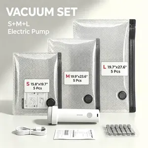 【US】PeaWove Vacuum Storage Bags Set with Cordless Electric Pump, Space Saver Compression Bags for Closet Organization & Travel (6/9/15 Pack)