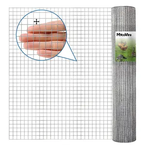Hardware Cloth 1/2 inch 19Ga Double Hot-Dipped Galvanized After Welding Wire Fence Mesh Welded Metal Chicken Wire Fencing Roll (Silver 1/2 48X100)