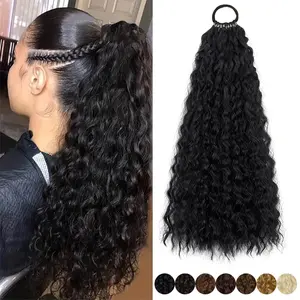 Women's Synthetic Small Curly Ponytail Extensions, High-Temperature Fiber Elastic Band Hair Accessory