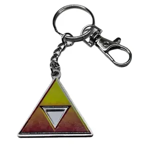 The Legend of Zelda Keychains Stainless Steel with UV Enamel Print Double Sided Triforce Design