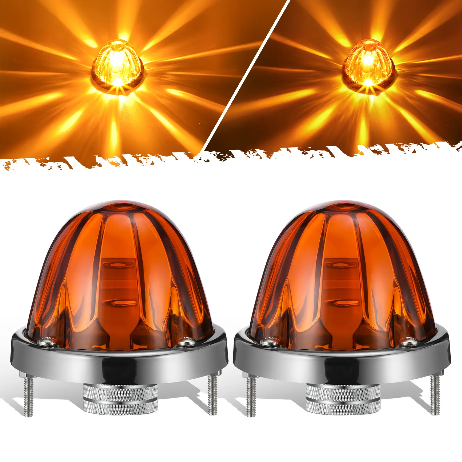 Amber Lens/White LED-2 Pieces