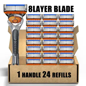 Men's razor, 24 replacement razor blades, men's sharp razor/blades, 1 handle, prevents skin irritation, men's grooming products