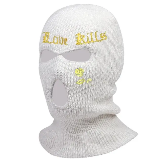 Unisex Rose & Letter Embroidered Casual Balaclava Cap