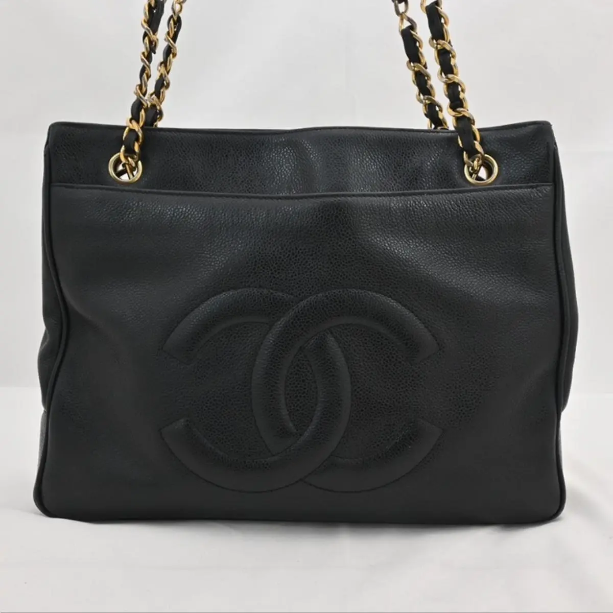 Pre-owned CHANEL As Shown Shoulder Bags CC Logo Chain Shoulder Bag Caviar Skin Black ch48124ff