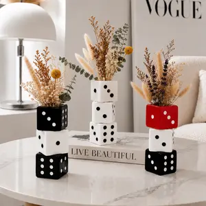 Resin Dice Vase, Unique Modern Home Decor Flower Vase for Coffee Table & Office Desk