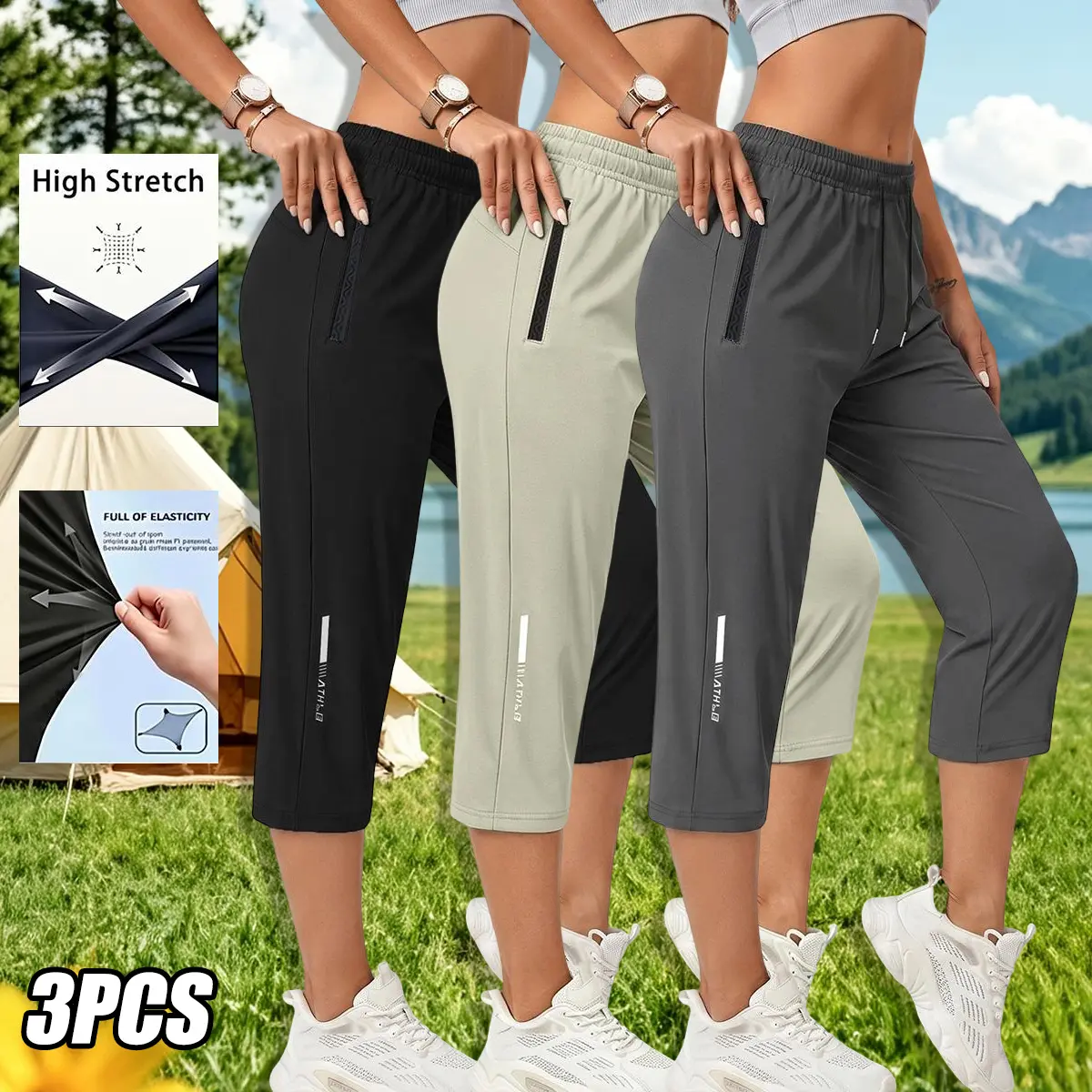 3-pack women’s summer shorts, solid color design, comfortable breathable fabric, adjustable, suitable for everyday wear, fitness yoga, outdoor sports, etc., summer shorts, women’s summer apparel women beach trip