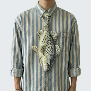 MUS625 Realistic Trout Tie Funny Fishing Novelty Necktie