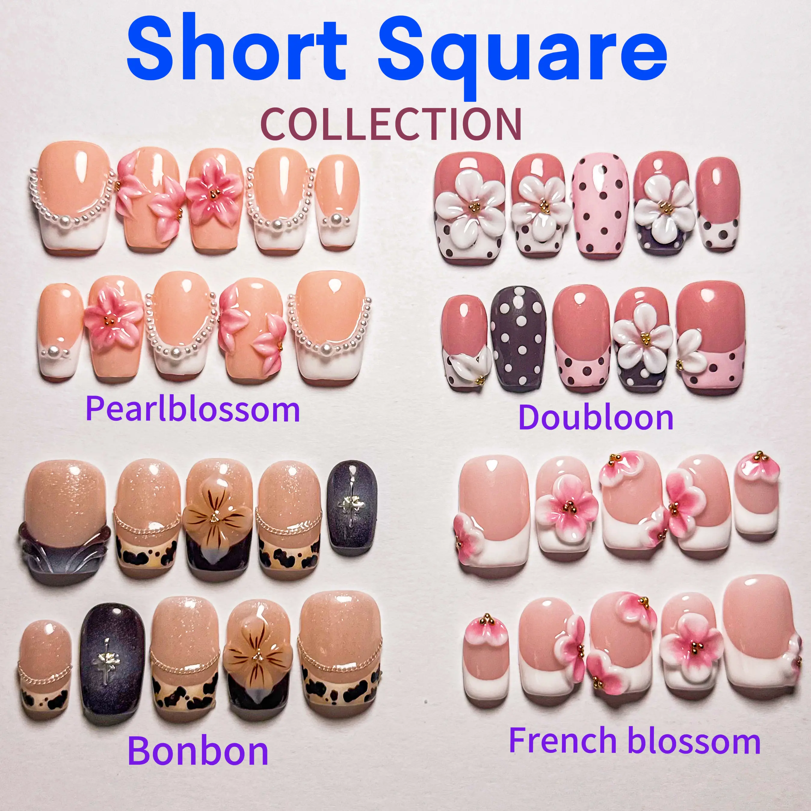 Handmade French Press-On Nails, Short Salon-Quality Manicure for Everyday Wear and Special Occasion - Beauty Products, Press On Nail Tips, Reusable, Glamorous, Elegant, Long-Lasting, Cute, Glossy False Nails, Casual