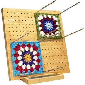 9x9 Inch Crochet Blocking Board with 20 Pins, Handcrafted Knitting Blocking Mat for Crochet Projects and Granny Squares, Gifts for Grandmothers, Mothers