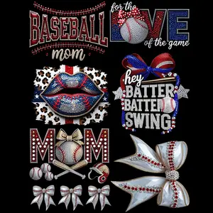 Rhinestone Baseball Mini DTF gangsheet, Graphic Garment Tshirt Summer Summer Streetwear Womenswear Top