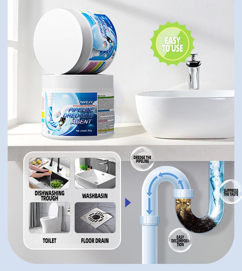 Lanwexy-Powerful Pipe Dredging Agent for Kitchen and Toilet Pipelines - Dissolves 200+ Blockages and Kills 99% of Bacteria