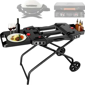 Outdoor Grill Stand for Weber Q1200, Q1000, Q2200, Q2400, Portable Grill Cart for  17"& 22" Table Top Griddles, for Weber Grill,Griddle Stand for ,for Travel and Camping