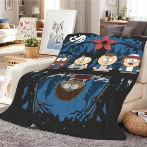 1Pcs STRANGER blanket "Retro Pop Culture Pattern Exquisite Blanket, Cozy Scene in Living Room, Perfect Christmas Gift for Fans" Eleven, Mike, Dustin, Lucas, Will, Vecna, Jim, Joyce, Nancy, outdoor enthusiasts.