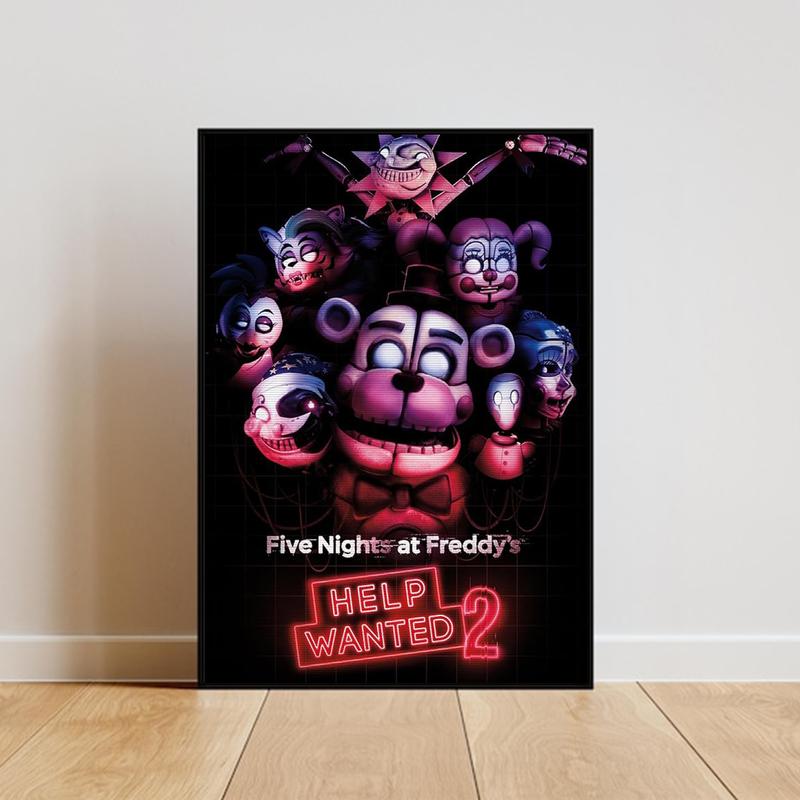 Five Nights at Freddy's Poster Freddy Wall Poster for Kids Room Bedroom Decor Game Lovers Canvas Art Print Ideal Birthday Gifts for Boys Girls