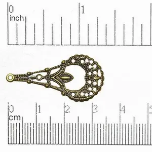 35mm x 16mm Stamped Filigree Teardrop Chandelier Earring - Made of Brass - Sold Individually - EW900