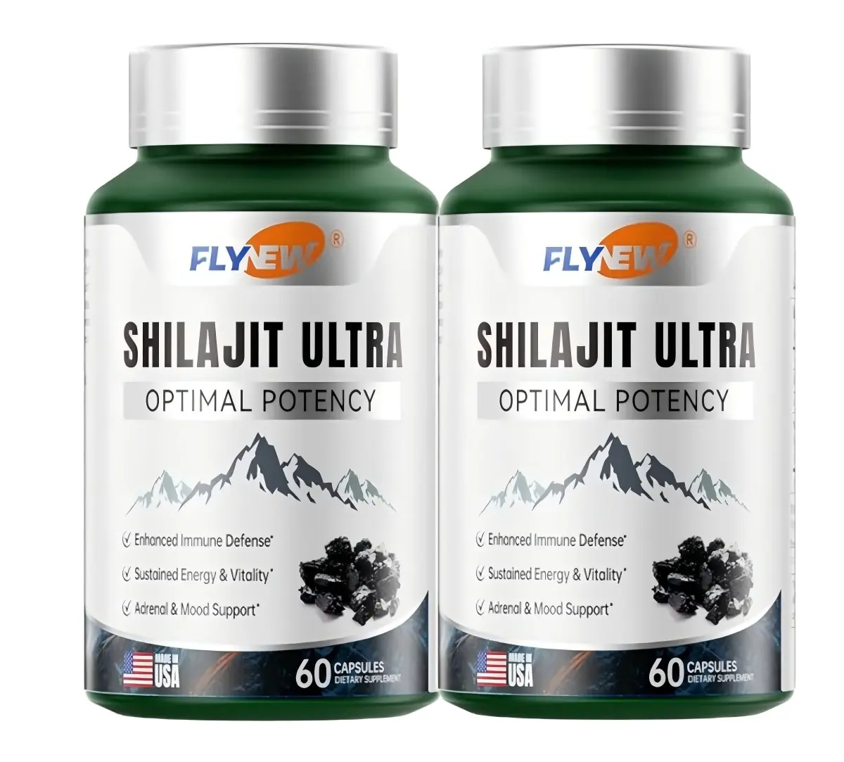 Himalayan Shilajit Capsules with Fulvic Acid & L-Arginine, Natural Mineral Resin Herbal Supplement for Daily Wellness, 2 Pack
