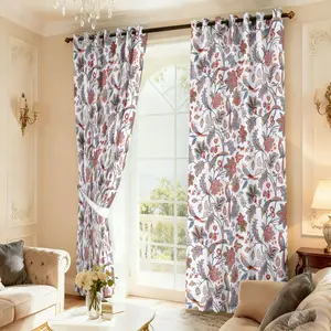 Romantic Spring Floral Blackout Window Cover Curtains 84 inch Long for Living Room Mid Century Style Hummingbird Patterned Room Darkening Privacy Drapes Grommet Bedroom Dining Room-2panels