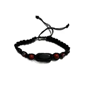 Black String Obsidian With Red Evil Eye For Protection Bracelet