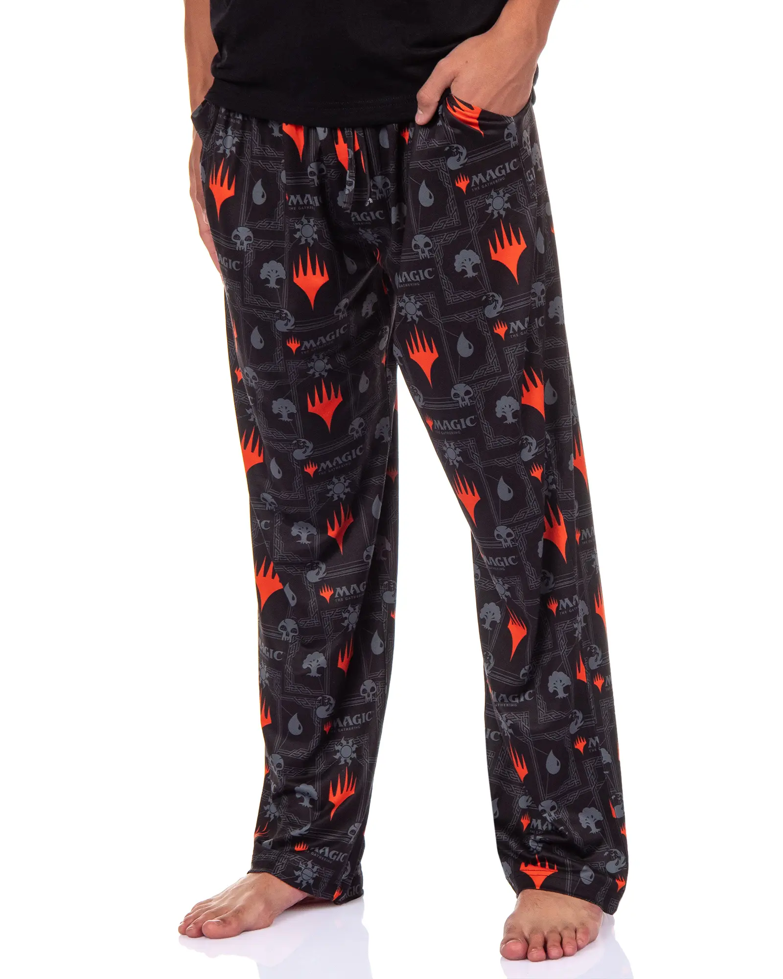 Magic The Gathering Men's Pajama Lounge Pants Allover Planeswalker Design Adult Loungewear