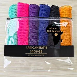 6PCS Authentic African Net Sponge with Knots, Afro Scrub Net Bath Cloth for Shower, Body Wash Tool, Exfoliating Net Sponges