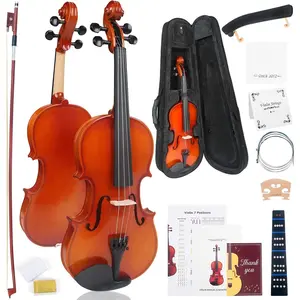 Violin 4/4 Full Size Kit for Beginners, Glossy Violin Fiddle Set for Adults, Students with Violin Case, Bow, Rosin, Fingerboard Sticker,  Rest, Extra Strings and Bridge(Plywood, Full)