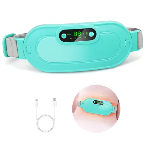 Portable Cordless Graphene Period Heating Pad for Adults - Plastic Electric Belly Waist/Back Wrap Belt with 3 Heat Levels, 4 Massage Modes, Automatic Soothing Cramps Relief Daily Gift
