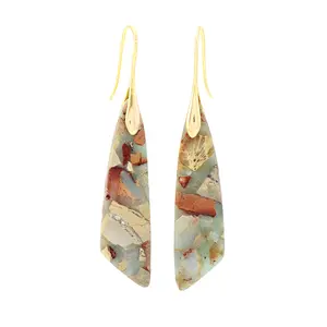 Bohemian Emperor Stone Geometric Pendant Earrings Natural Stone Jewelry