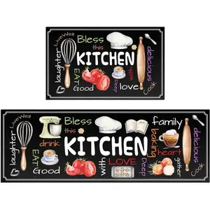 Kitchen Mat Set of 2 Non Slip Thick Kitchen Rugs and Mats for Floor Comfort Standing Mats for Kitchen, Sink, Laundry, 17"x47"+17"x28"