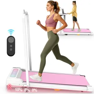 SAVEYOUR 2-in-1 Folding Treadmill Walking Pad, At Home Gym Equipment, 0.5-5 MPH Speed, 10% Max Incline, Quiet Portable Compact Pink Model for Home/Office Small Spaces