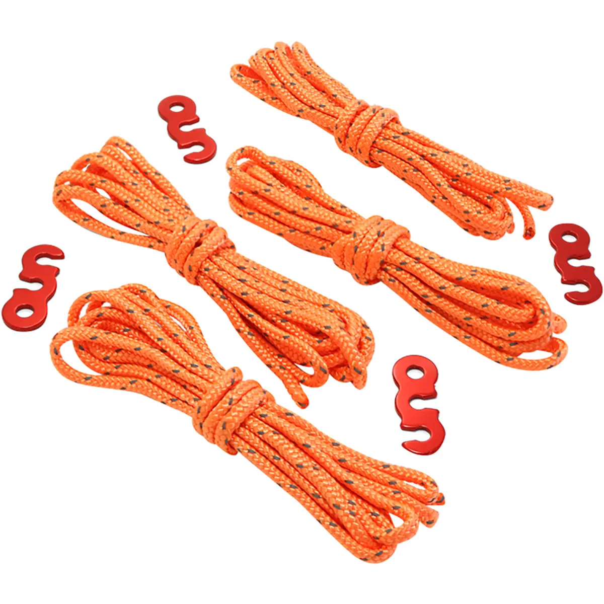 Coghlan's Reflective Guy Line Kit, 8-Piece Set with 8 ft High-Visibility Polypropylene Adjustable Ropes and Aluminum Tension Adjusters for Tents, Synthetic Rope, Tension Rope