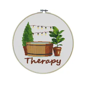 Hot Tub Therapy Premium Cross Stitch Kit - EVERYTHING INCLUDED | Relaxing Patterns | Après Ski | Retirement Gifts | Spa Day | Jacuzzi Cross Stitch