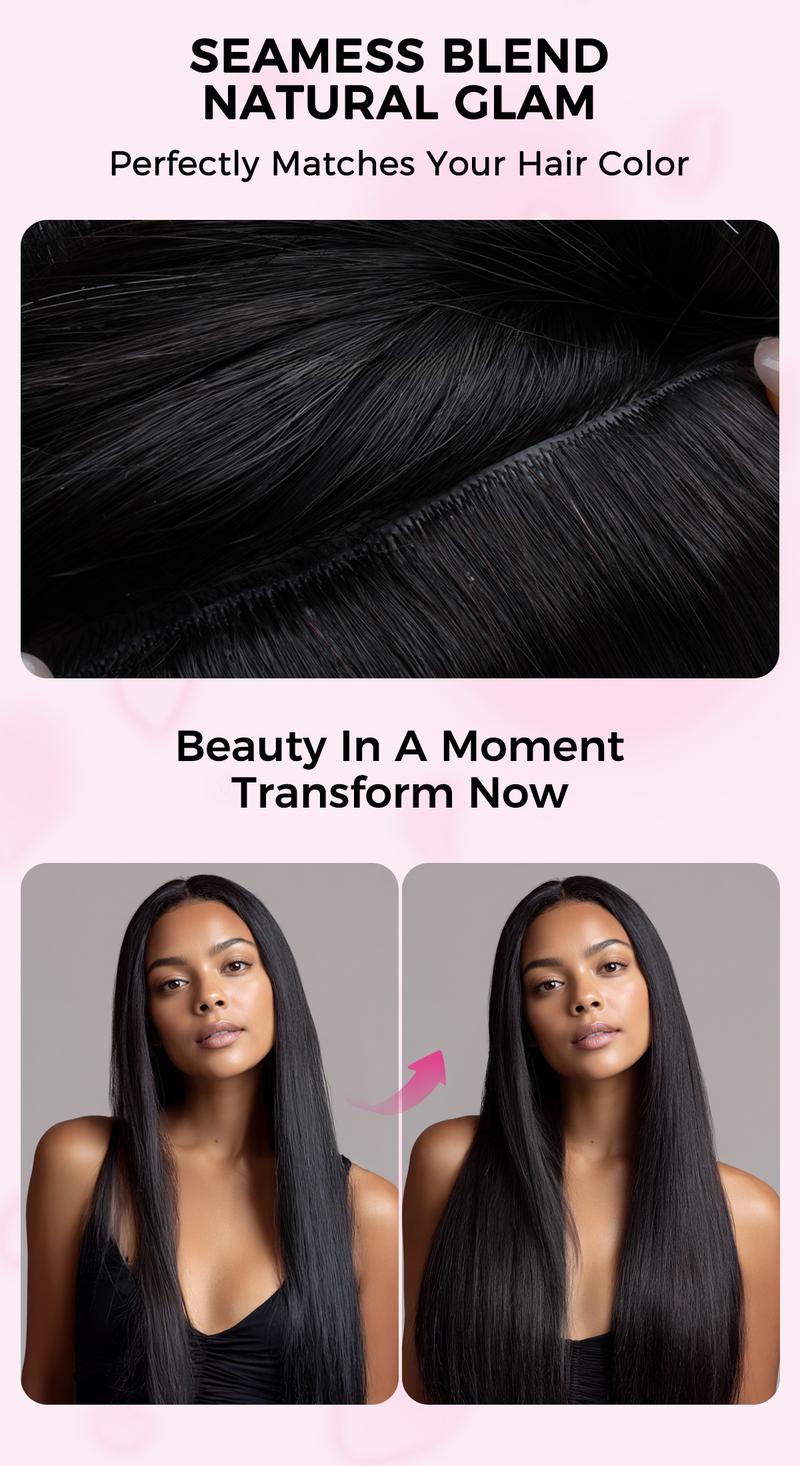 LASHEY 100% Virgin Human Hair Extensions | Seamless & Invisible Edge Clip-In | 14-24 Inch | Silky Straight, Body Wave, Kinky Straight, Kinky Curly  [valentines gifts]