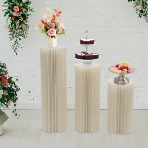 3pcs Foldable Cardboard Centerpiece Display, Cylinder Stands, Paper Pillars Pedestal Stand, Cardboard Columns Cylinder Table for Birthdays Weddings Baby Showers, Halloween, Christmas Parties Display Decor