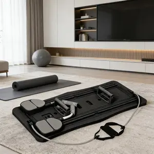 Portable Foldable Abdominal Board & Pilates Trainer Set, Non-Slip Surface, Home Gym Equipment for Core Strength Training