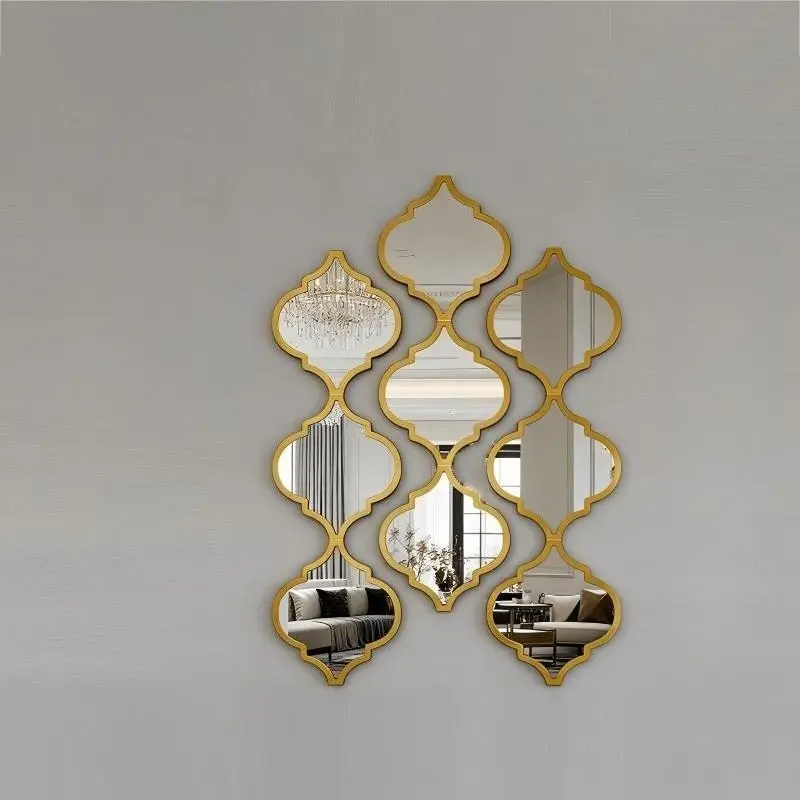 Ramadan or Graduation Gift – 9-Piece Set Moroccan Decorative Wall Decals, Black & Gold Reflective Peel & Stick for Bathroom/Hallway, Creative Home Decor for Home Lovers, Bohemian Chic Aesthetic
