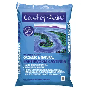 Coast of Maine OMRI Listed Wiscasset Blend Earthworm Castings Compost Potting Soil Blend for Container Gardens and Flower Pots, 20 Quart
