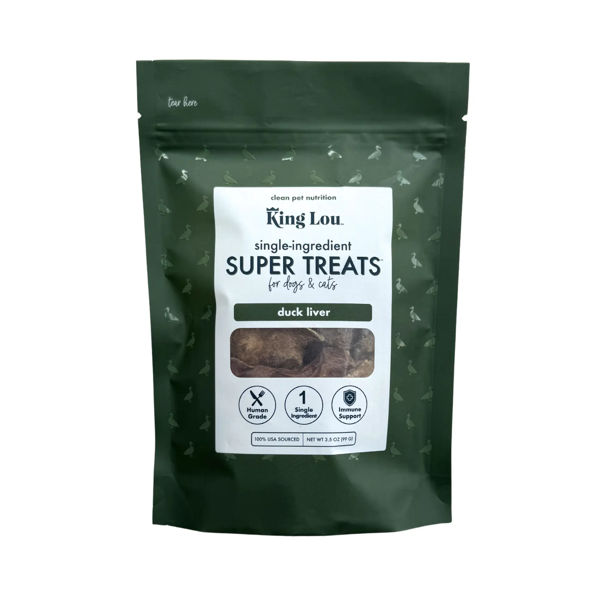 King Lou Duck Liver Treats for Dogs and Cats - 100% USA, Freeze-Dried Raw, Naturally Rich in Iron, Vitamins, and Nutrients