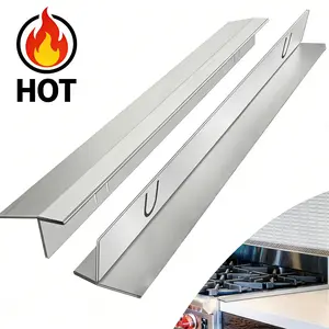 Stove Gap Covers Kitchen Stainless Steel 2 Packs, 13.8~27.6 Inch Adjustable Heat Resistant Not Sharp Gap Filler, Easy to Clear Stove Counter Gap Cover Suitable for Even Surface (Silver)