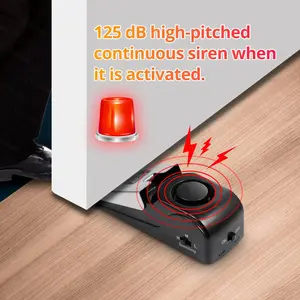 Wireless Door Stop Alarm System - 125dB Loud Home Security Anti-Theft Door Block - Portable Pressure Alarm with Adjustable Sensitivity