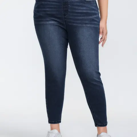 BloomChic Super Stretchy Pull-On Cropped Skinny-Fit Jeans 【M-6XL】