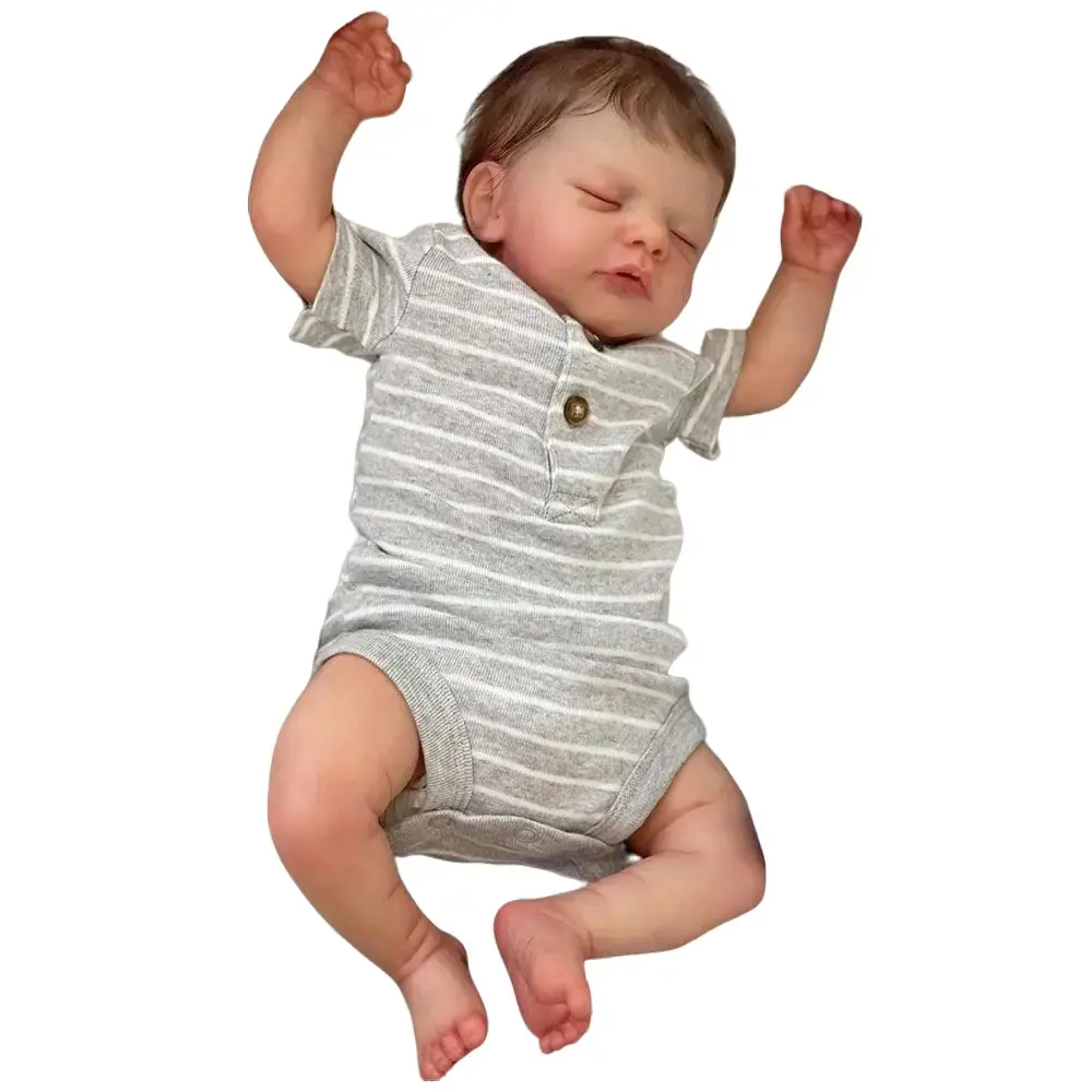 TopLink 45cm (17.7in) Lifelike Soft Baby Doll - Cloth Body Girl with 3D-Painted Skin & Visible Veins, Realistic Soft Newborn Art Piece for Birthday Gifts, Lifelike Soft Dolls
