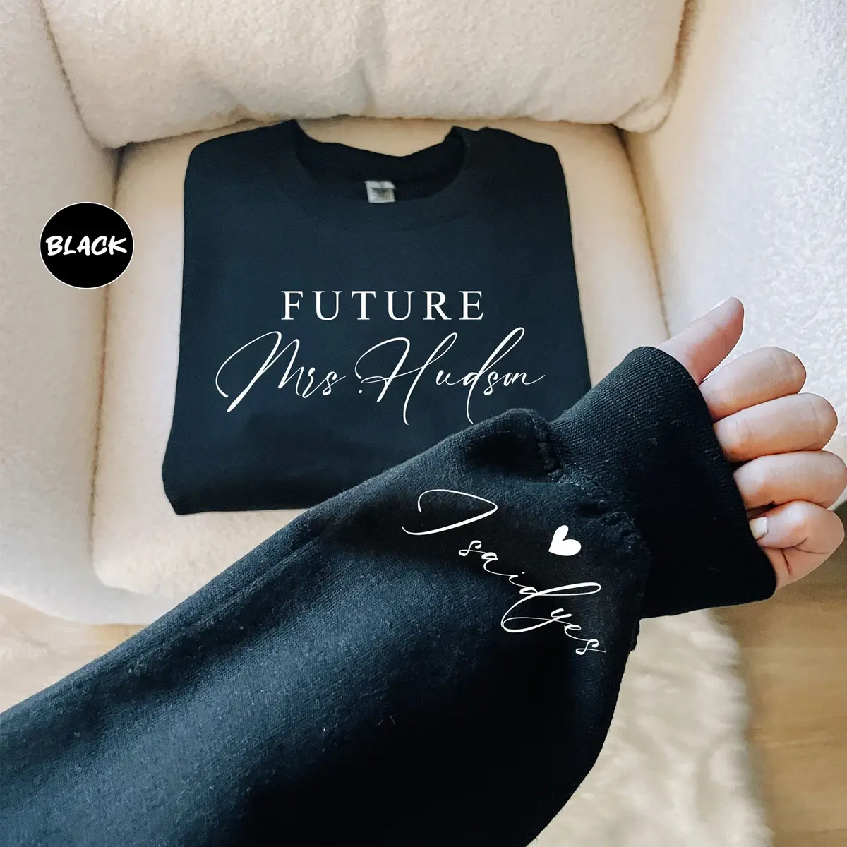Personalized Future Mrs Sweatshirt, Custom Fiancee Hoodie, Bride To Be Gift, Bridal Shower Clothing, Engagement Gifts, I Said Yes Outfit