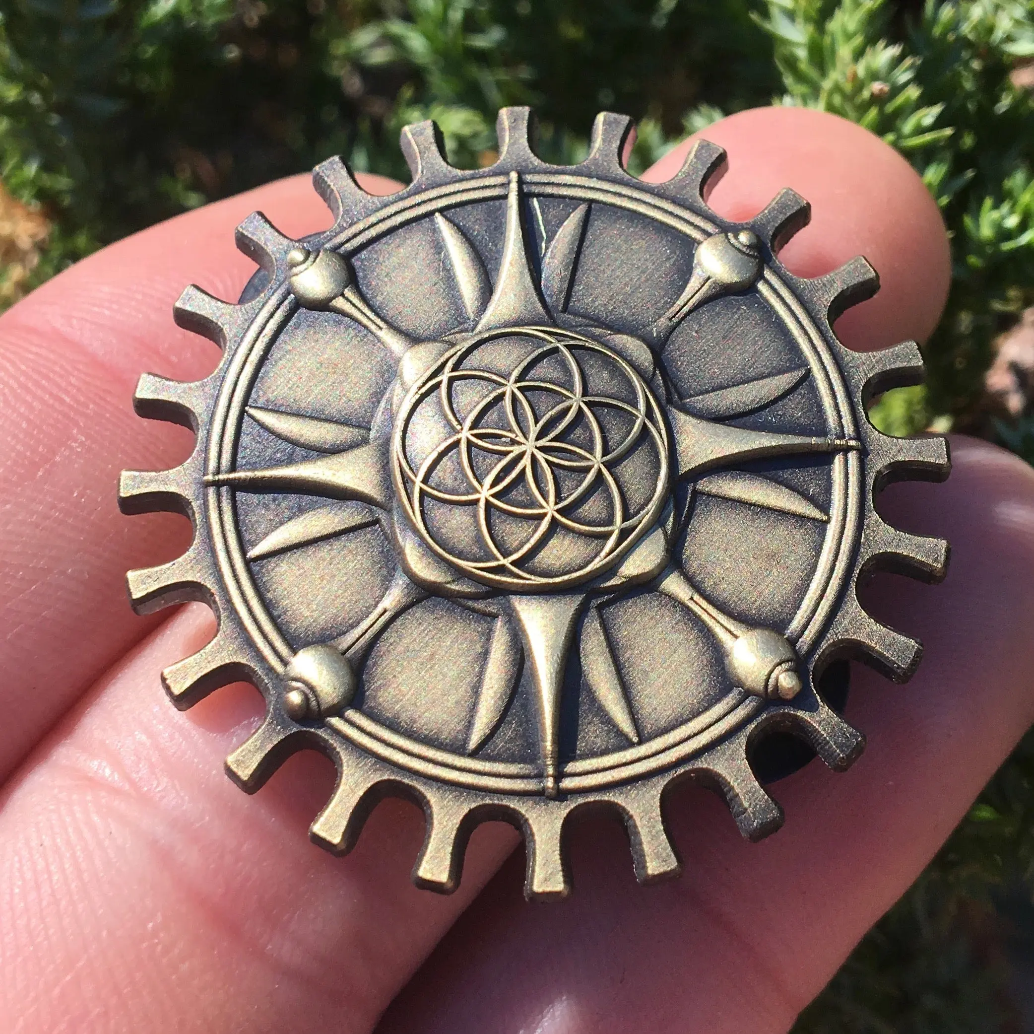 Steampunk Seed Of Life Gear Pin
