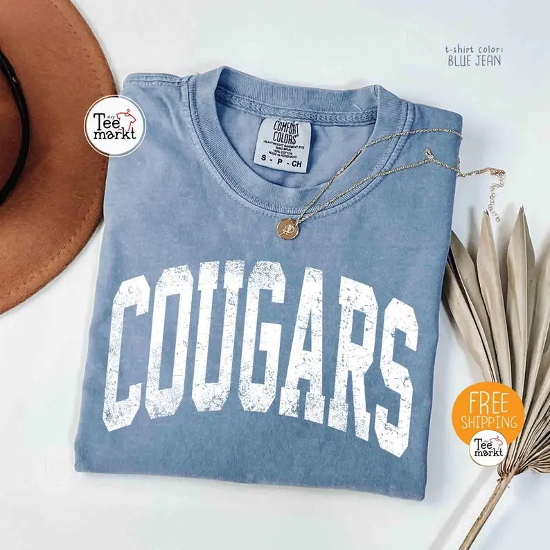 Comfort Colors® Cougars Mascot Shirt, Cougars Team T-shirt, Cougars Teacher Shirt, Cougars School Spirit Shirt, Cougars Football Team Shirt