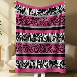 1-Piece Flannel Throw Blanket, Flannel Printed Blanket, Pink Zebra Leopard Print Warm Blanket, Ultra Soft Cozy Lightweight All-Season Gift Blanket, Perfect for Bedroom Sofa, Dorm, Girls Room & Y2K Glam Decor