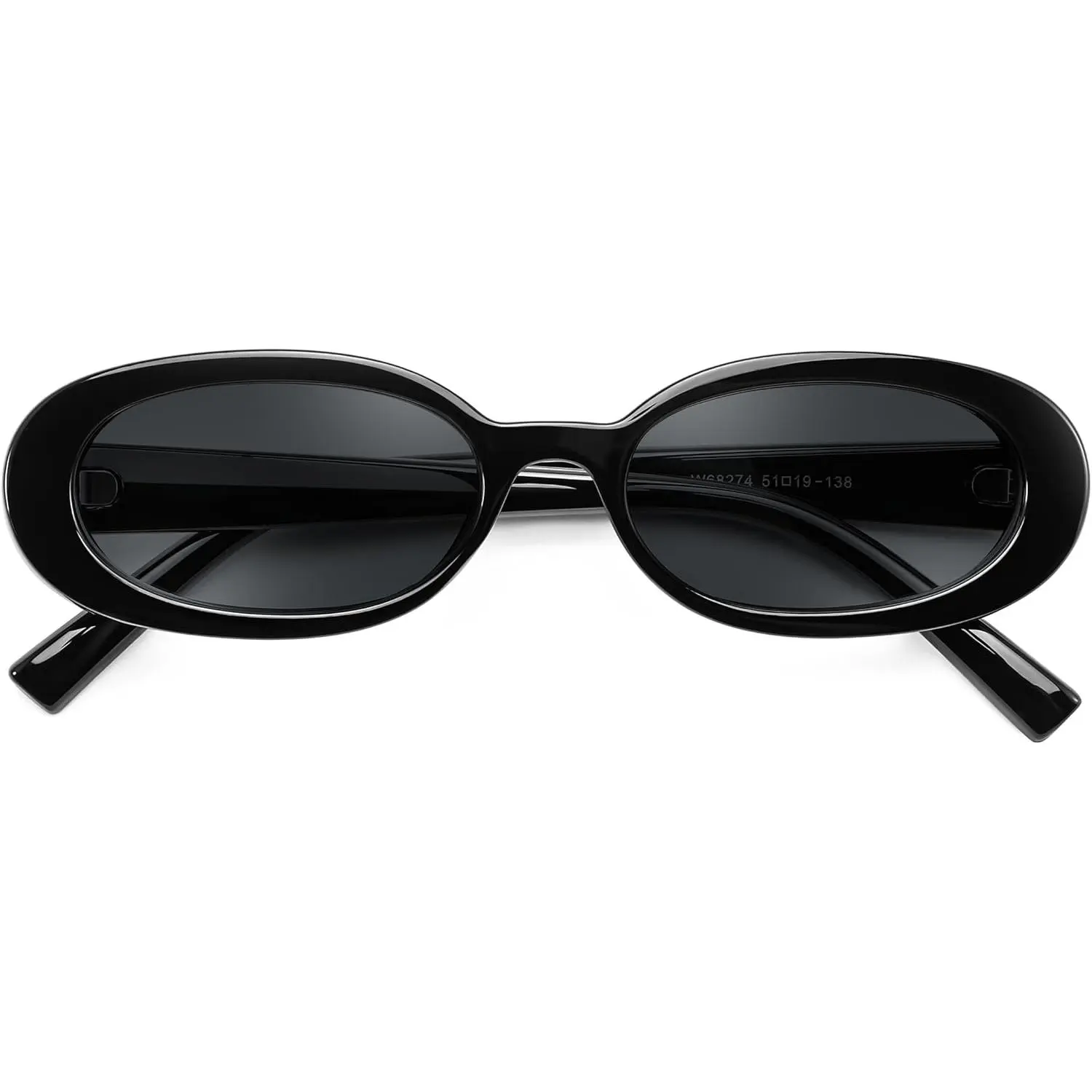 EyeconicFinds Women Retro Oval Sunglasses Men 90s Small with Thin Face Narrow Style UV400 B0237