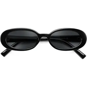 EyeconicFinds Women Retro Oval Sunglasses Men 90s Small with Thin Face Narrow Style UV400 B0237