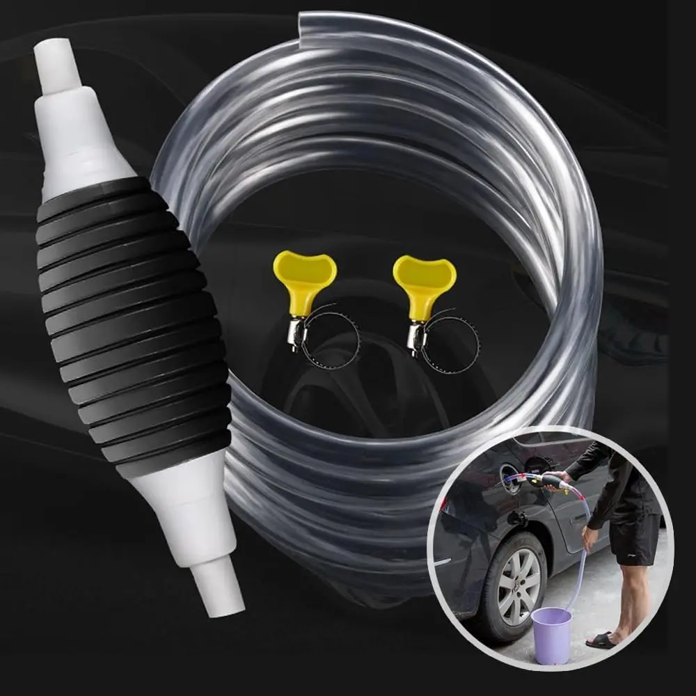 2 in 1 Manual Oil Pump Dual Flow Hand Siphon Pump with Valve Portable Fuel and Water Transfer Tool for Efficient Transfer