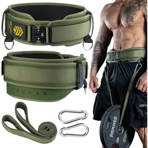 2-in-1 Weightlifting Belt & Dip Belt with 36.7 IN Rope, Double-Layer Weight Lifting Belts, Powerlifting Gy Weighted Belt for Pull Up Squat